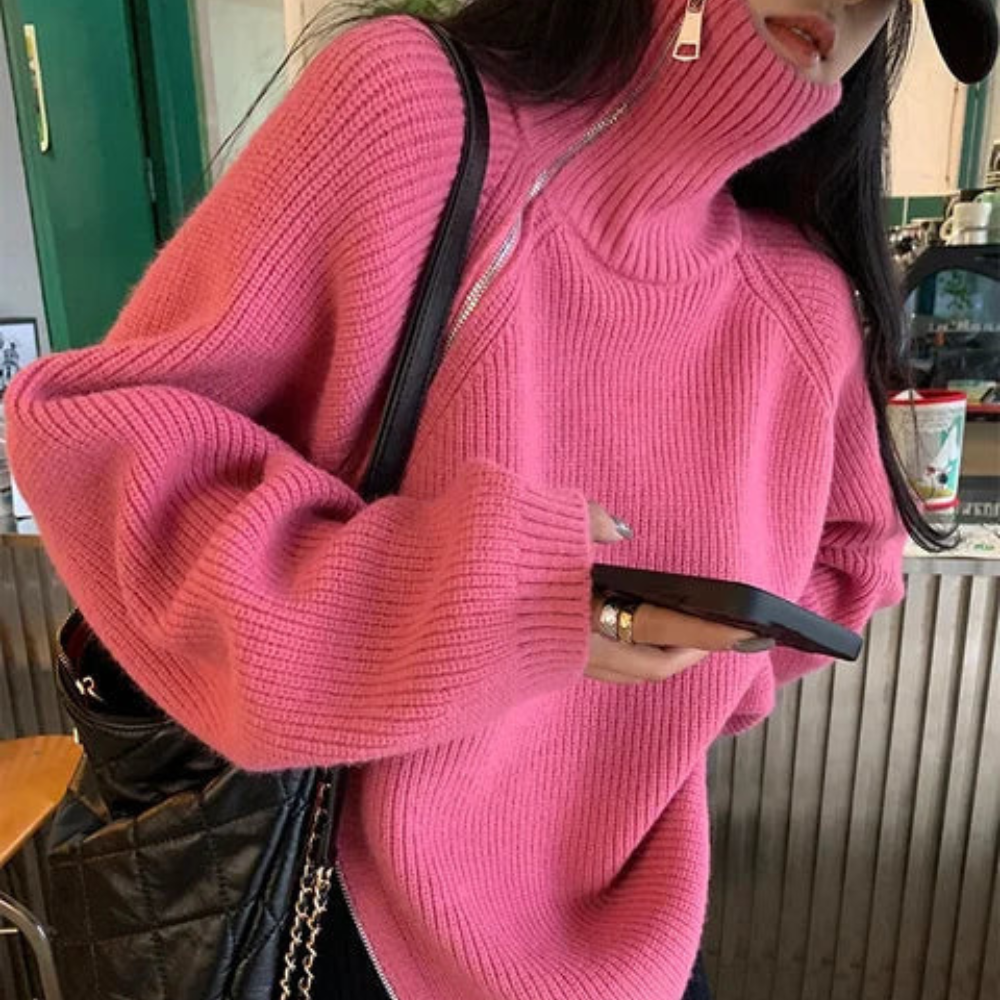 Gebreide coltrui met ritssluiting voor dames