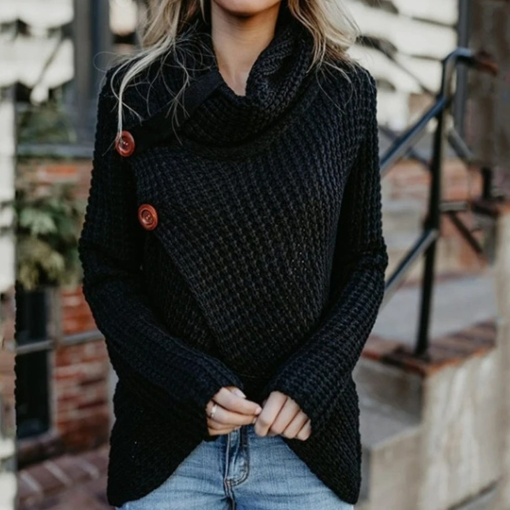 Stijlvolle coltrui met vintage knoopsluiting voor dames