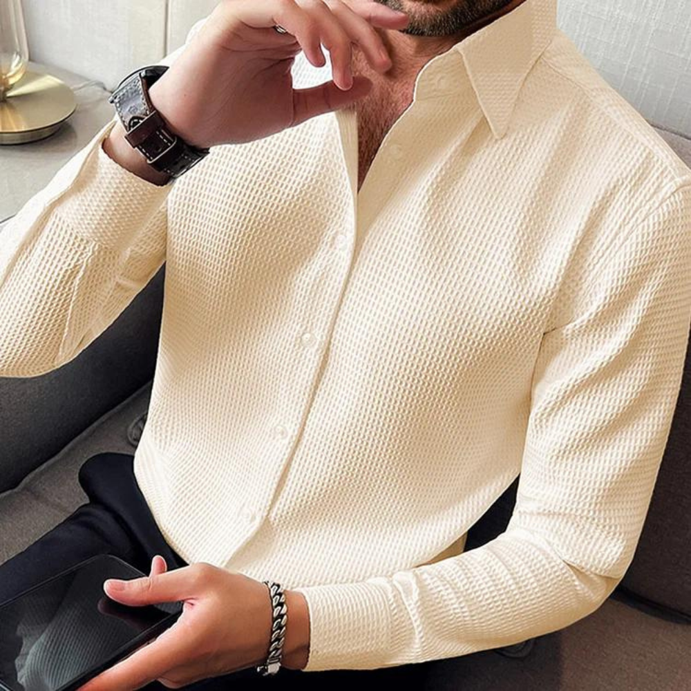 Elegante wollen geruite polo met lange mouwen voor heren