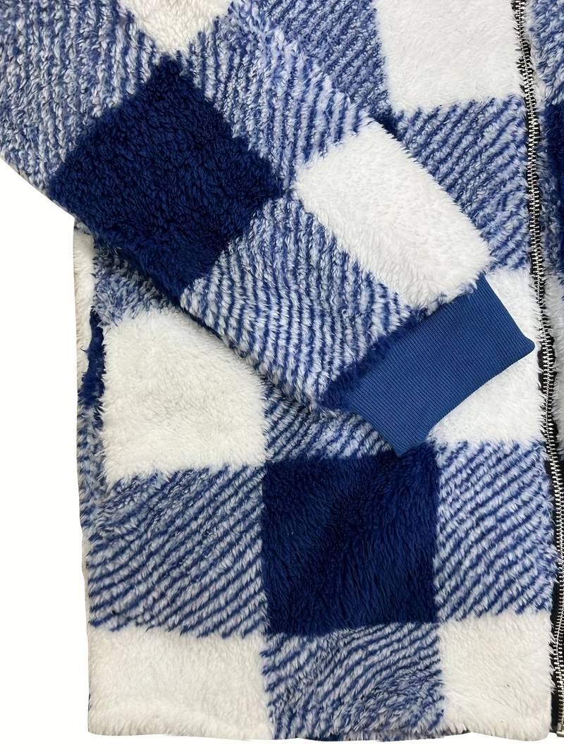 Geruite jas met capuchon