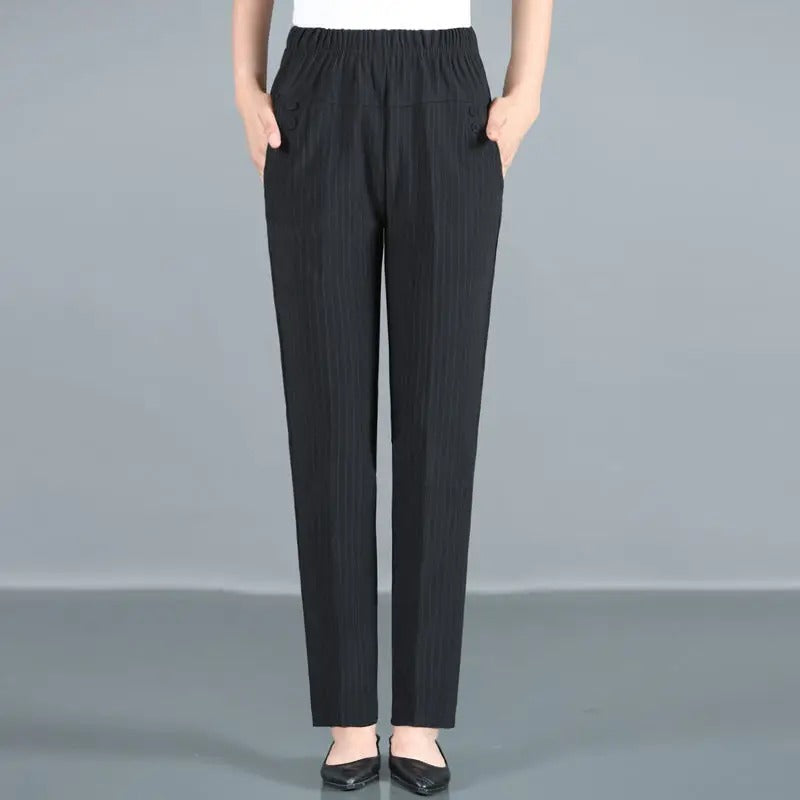 Elegante elastische broek met hoge taille voor dames