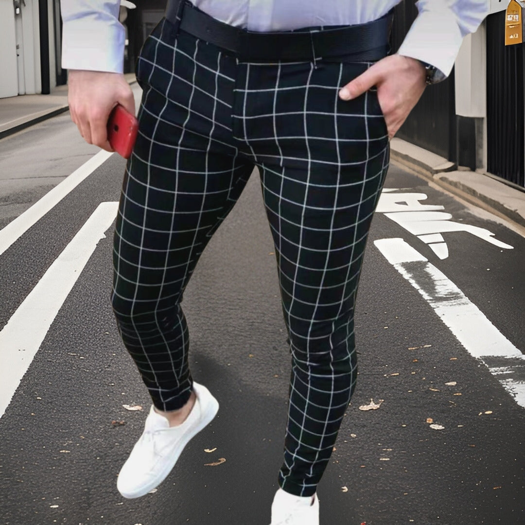 Ewald™ geruite broek van hoge kwaliteit met een slanke pasvorm