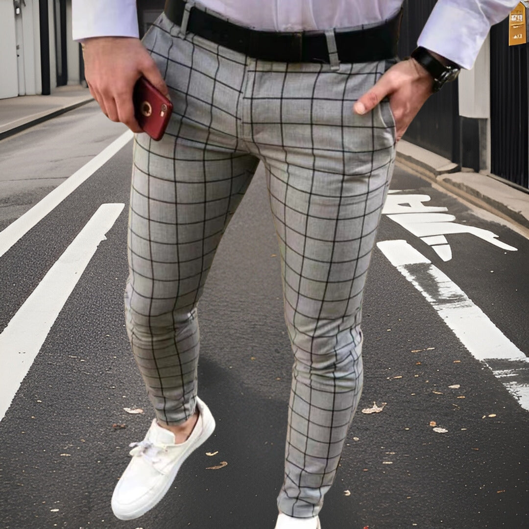 Ewald™ geruite broek van hoge kwaliteit met een slanke pasvorm