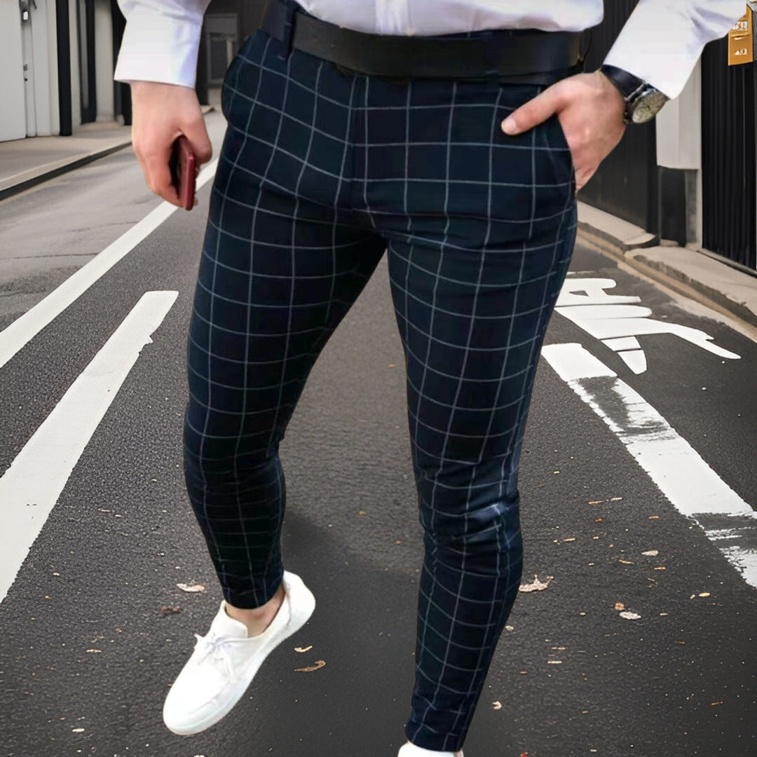 Ewald™ geruite broek van hoge kwaliteit met een slanke pasvorm