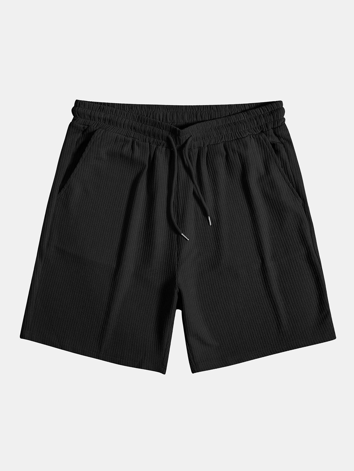 Gebreide polo met geribde ritssluiting en korte broek