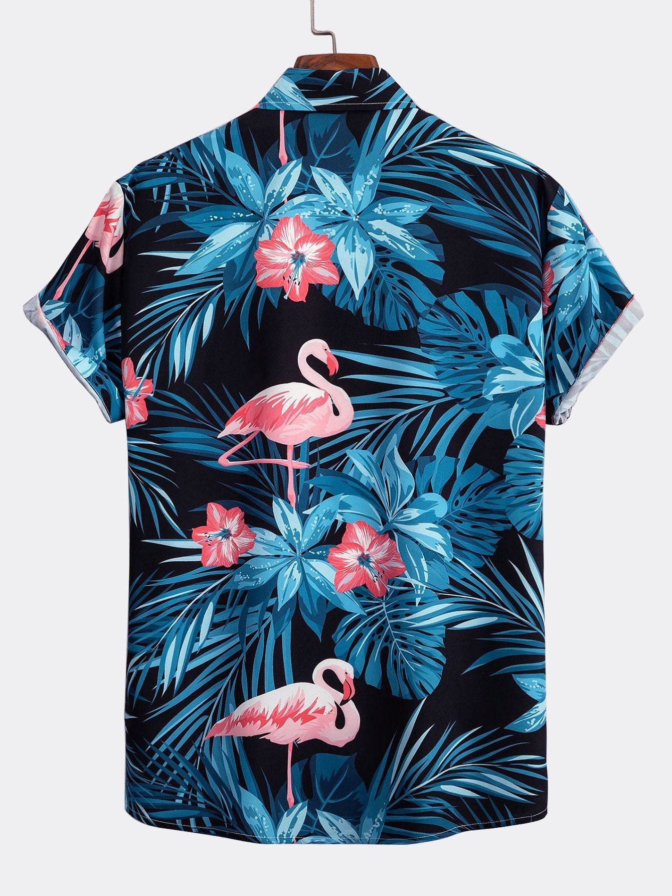 Flamingo Knoop Overhemd & Zwemshort met Tropische Print