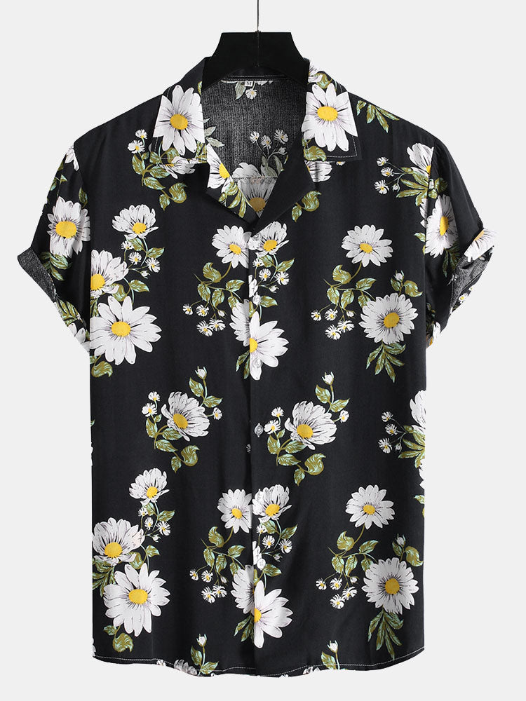 Zonnebloemprint Revere Shirt