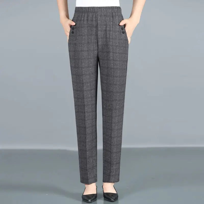 Elegante elastische broek met hoge taille voor dames