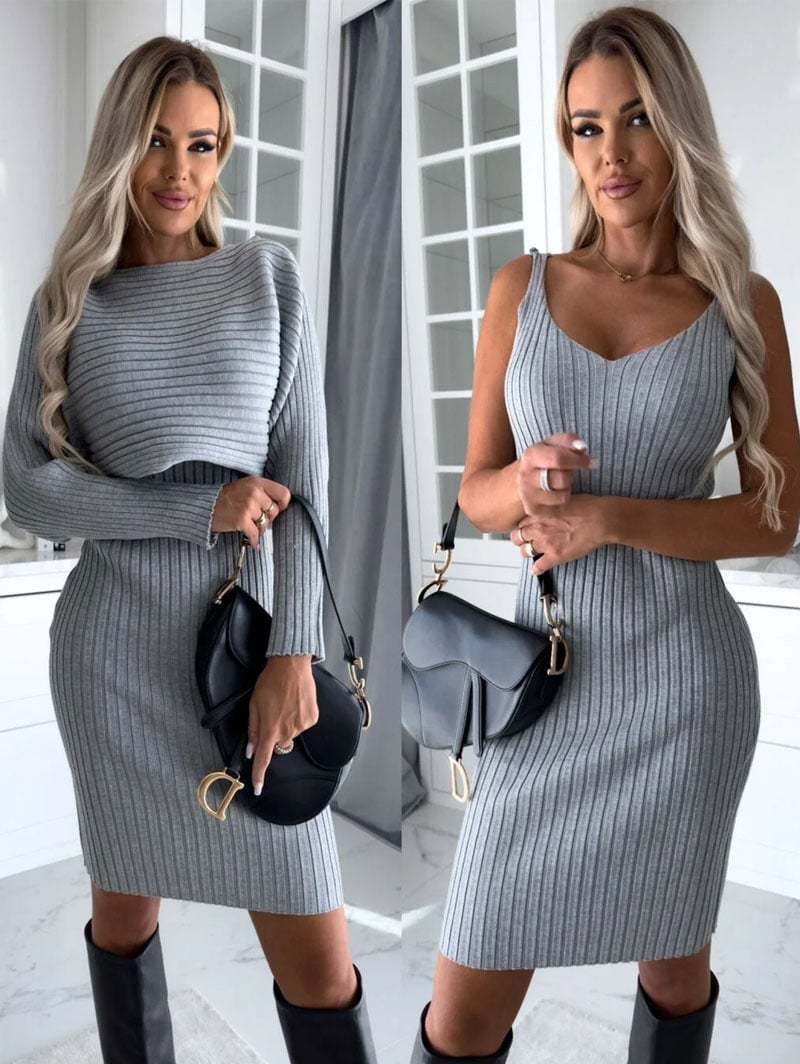 Gebreide trui en cami jurk