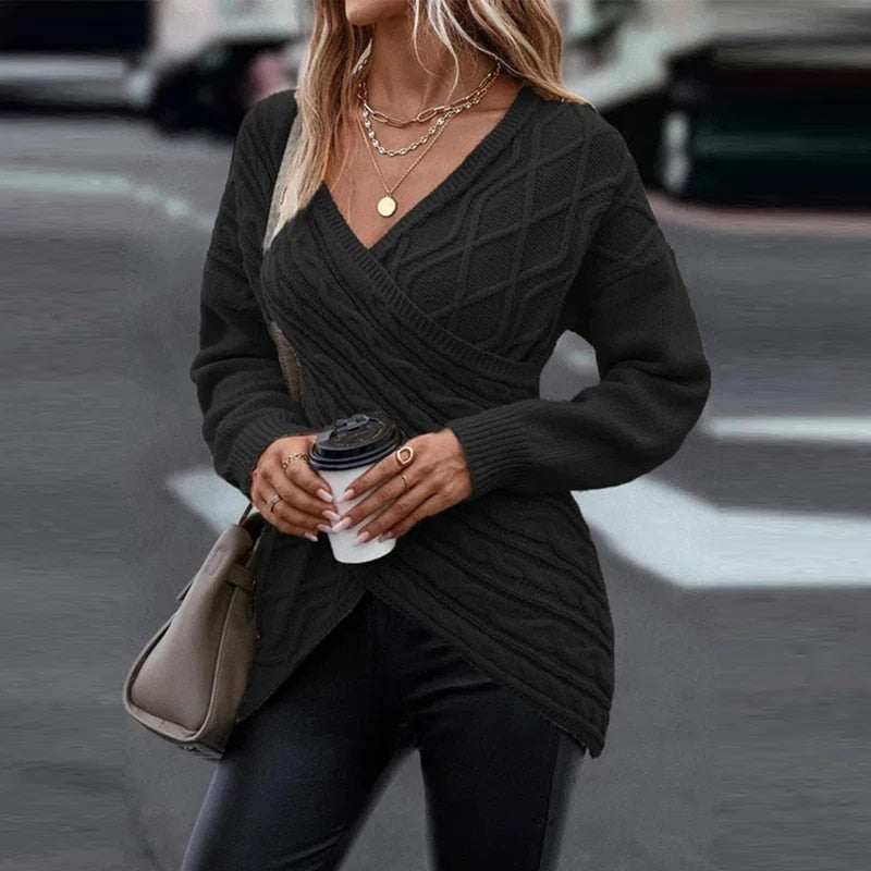 Gebreide damestrui met kronkelpatroon