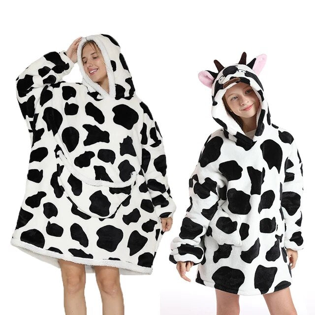 Hoodie met deken voor moeder en dochter