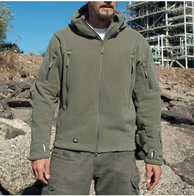 Warme militaire fleece hoodie voor mannen