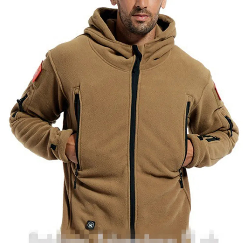 Warme militaire fleece hoodie voor mannen