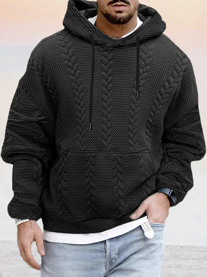 Trui met gestructureerde, wijd uitgesneden capuchon - DOMINIC