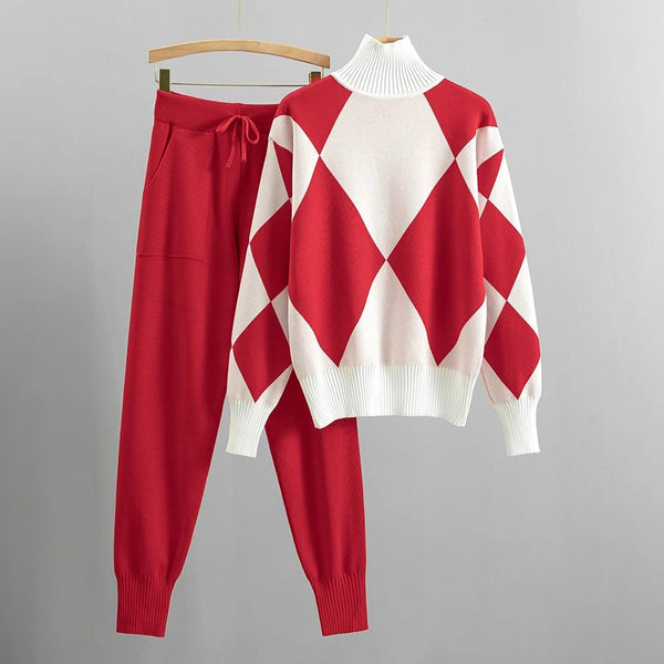 Gebreide trui met diamantjacquard