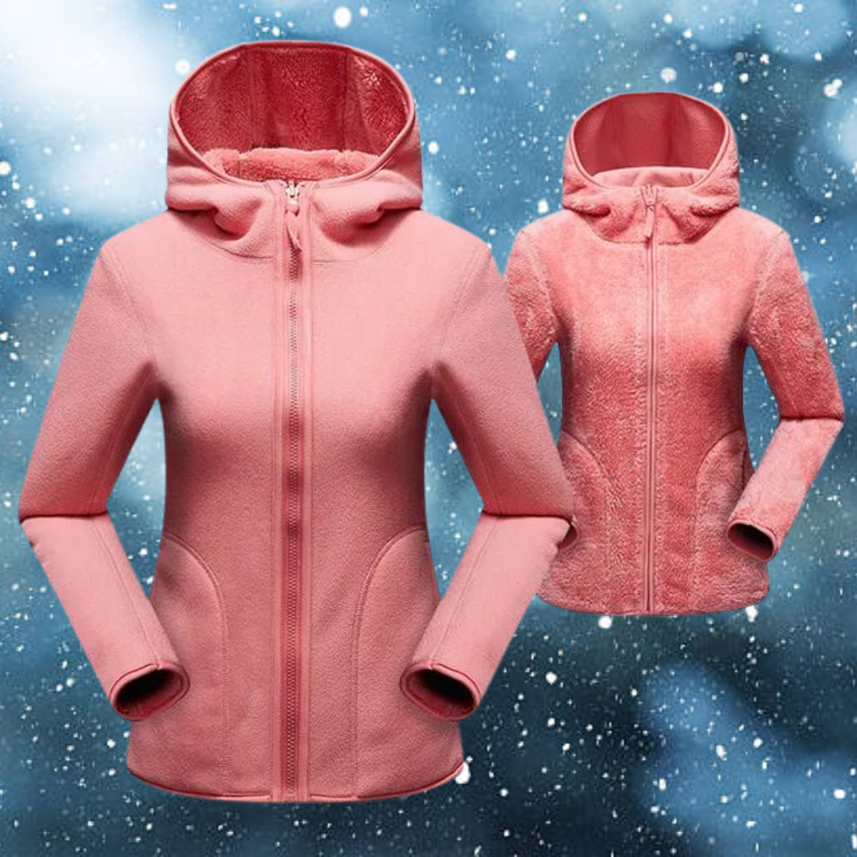 Mitzi - Casual en omkeerbare hoodie van koraalkleurige fleece