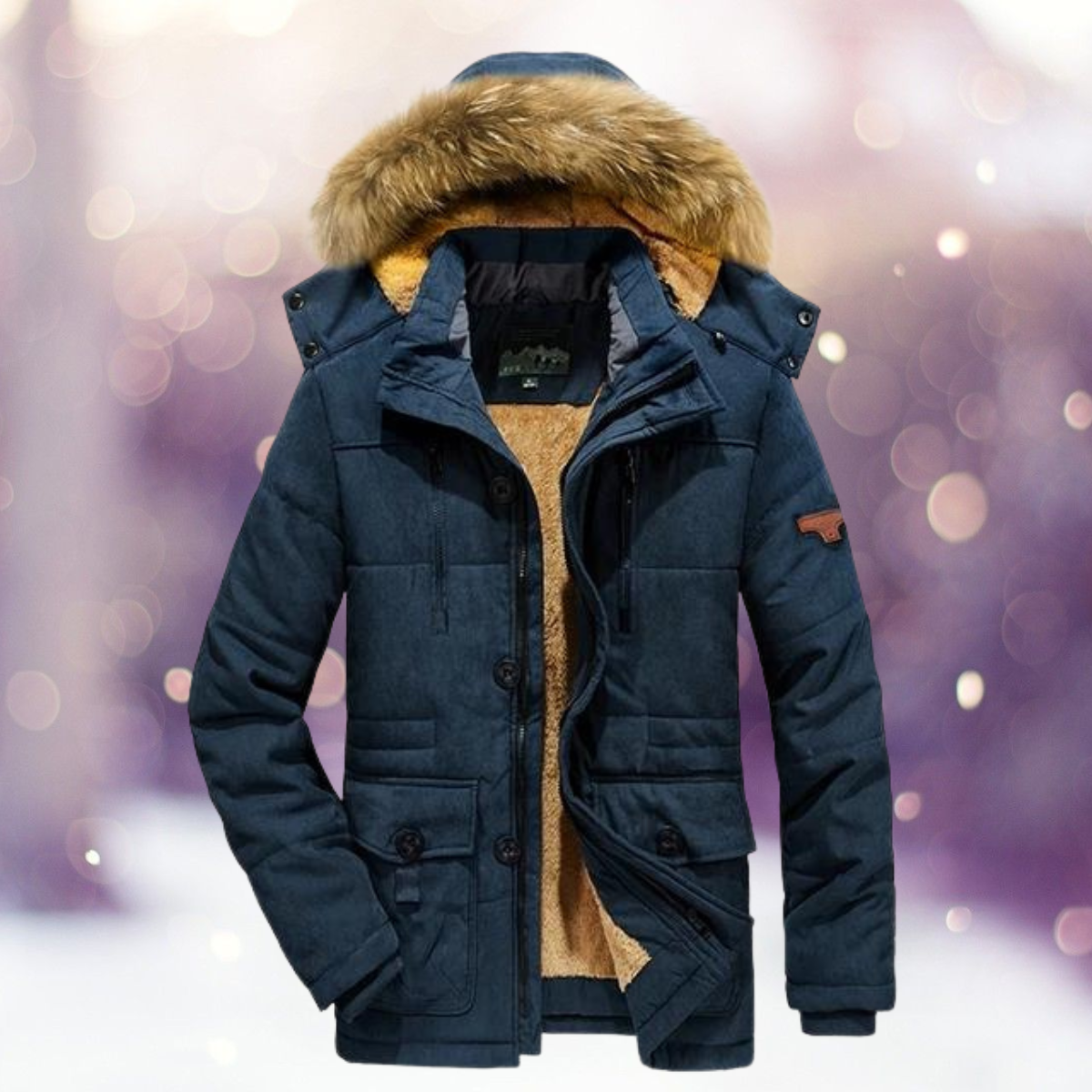 Menno - Casual katoenen afneembare muts outdoor bont Trench gewatteerde jassen