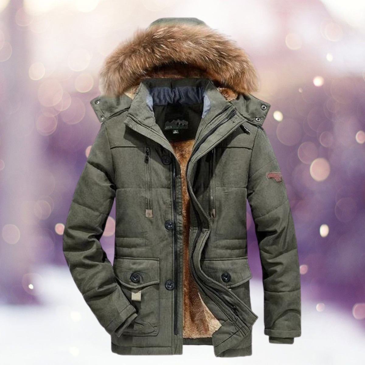 Menno - Casual katoenen afneembare muts outdoor bont Trench gewatteerde jassen