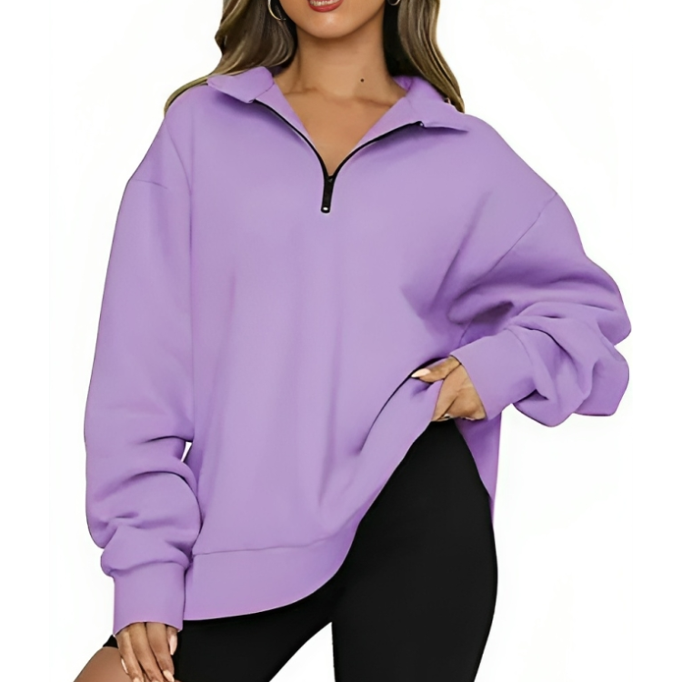 Grote polo sweatshirts met halve rits voor dames