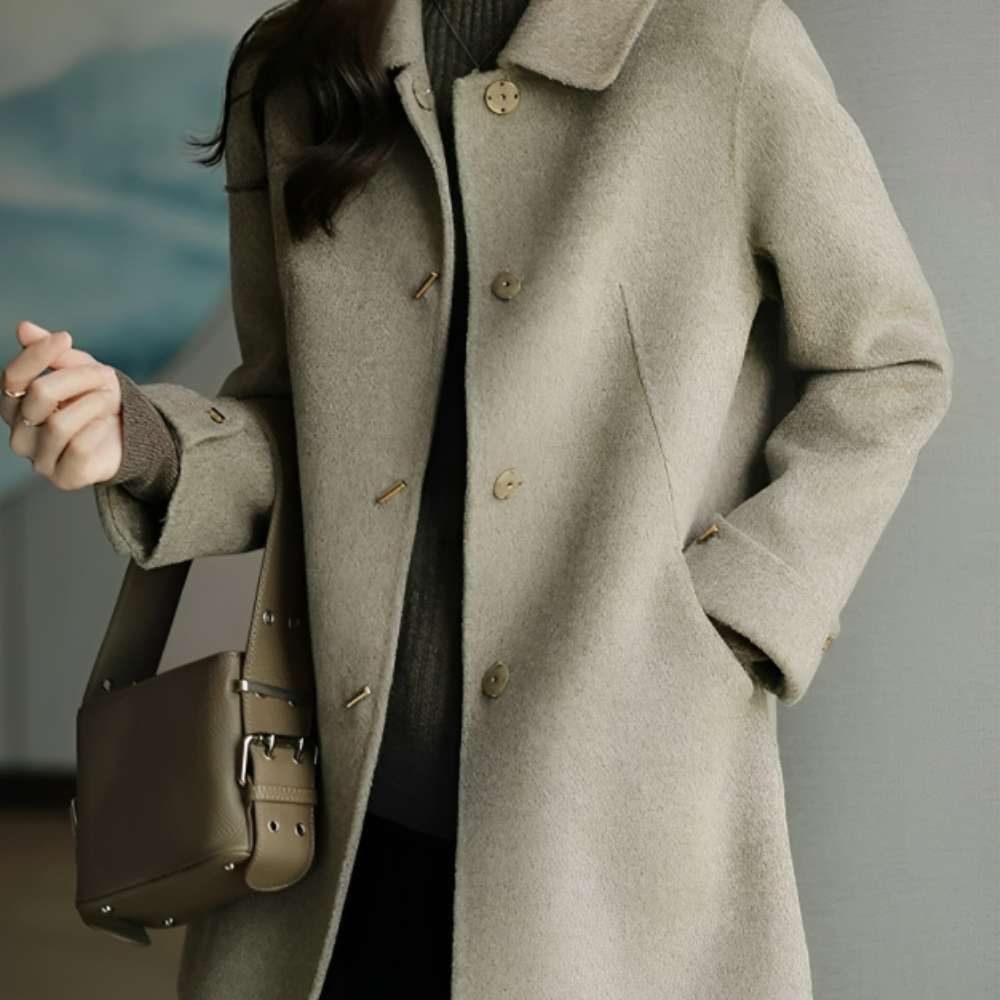 Elegante Slanke Wollen Jas voor Vrouwen