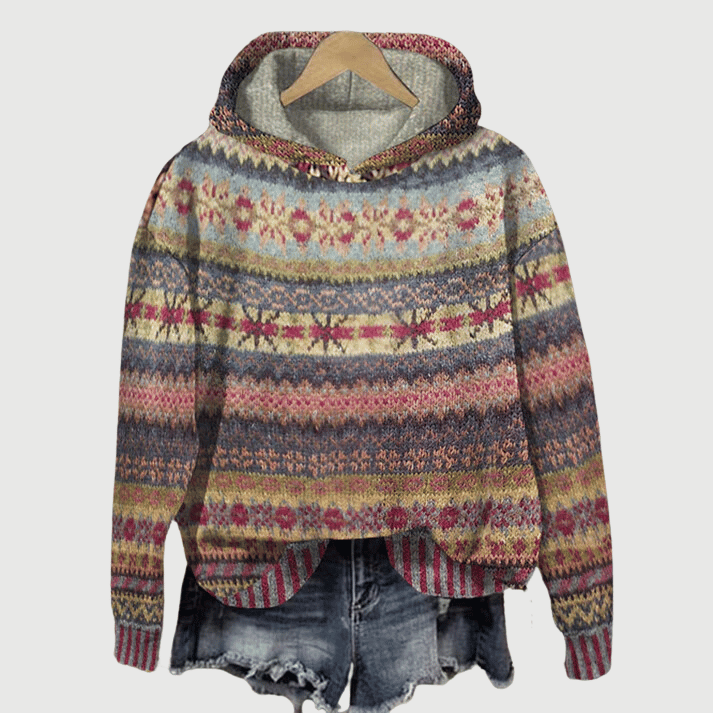 Gestreepte hoodie met lange mouwen en print voor dames