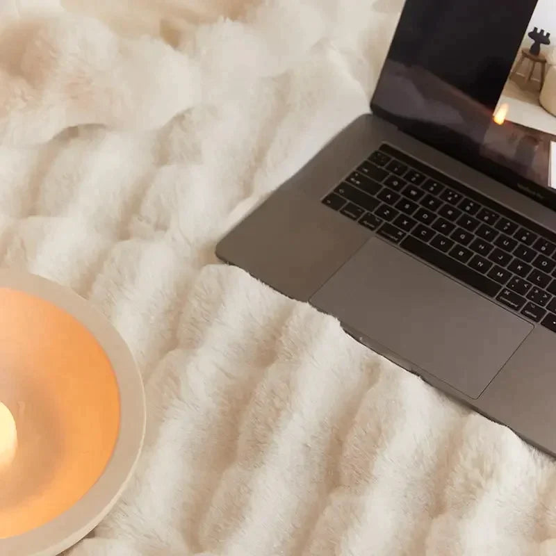 Warme pluche wollen deken