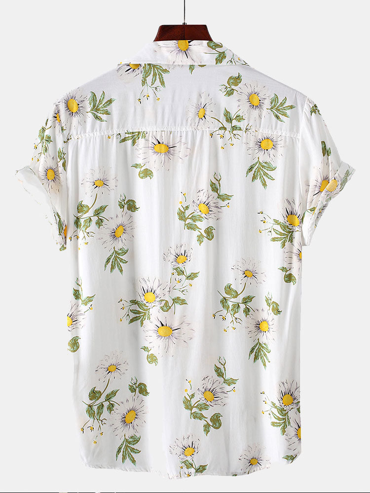 Zonnebloemprint Revere Shirt
