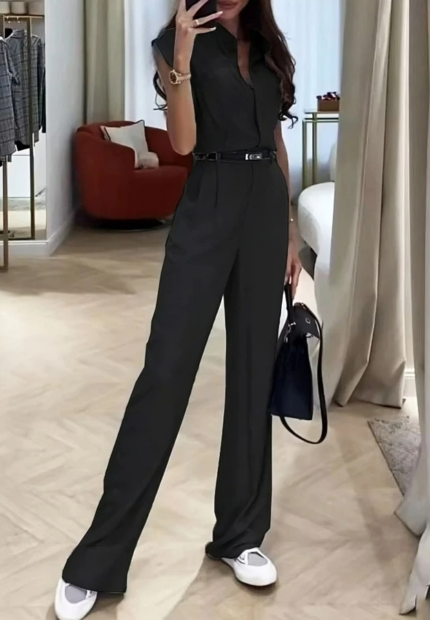 Mouwloos pak met knoopsluiting en broek voor dames