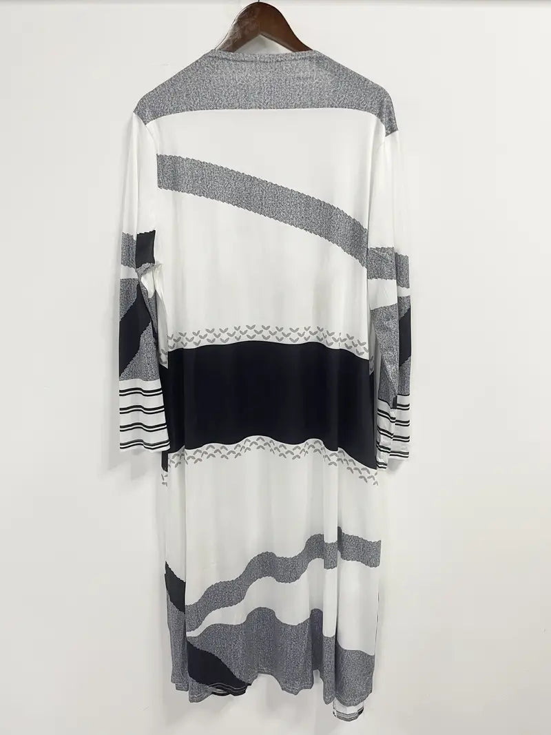 Charill - Geoprint open vest met lange mouwen