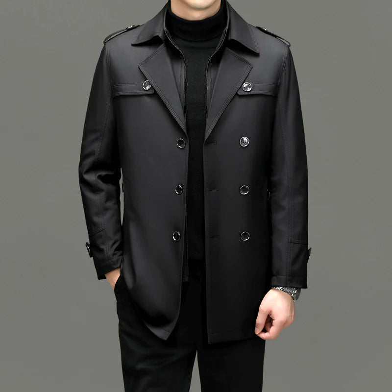 Knoop elegante lange trenchcoat jas voor mannen