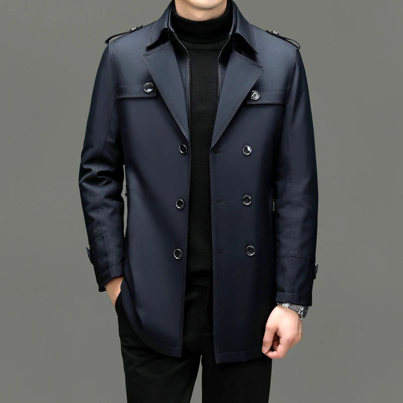 Knoop elegante lange trenchcoat jas voor mannen
