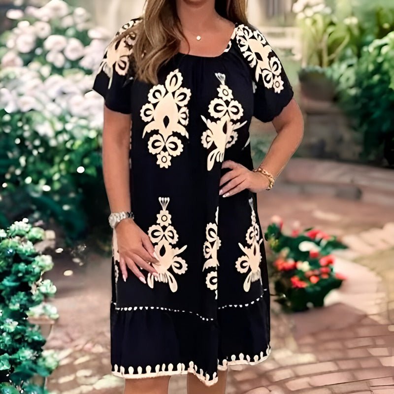 Comfortabele jurk met vintage print voor vrouwen