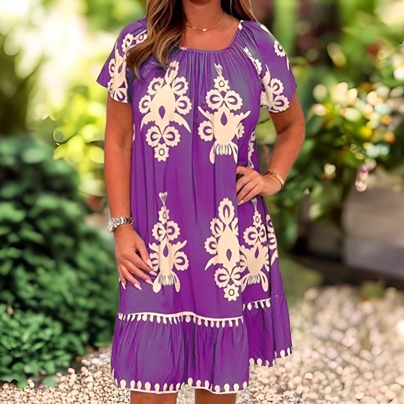 Comfortabele jurk met vintage print voor vrouwen