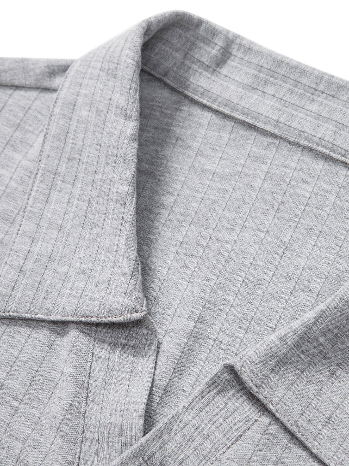 Gebreid geribd V-hals poloshirt