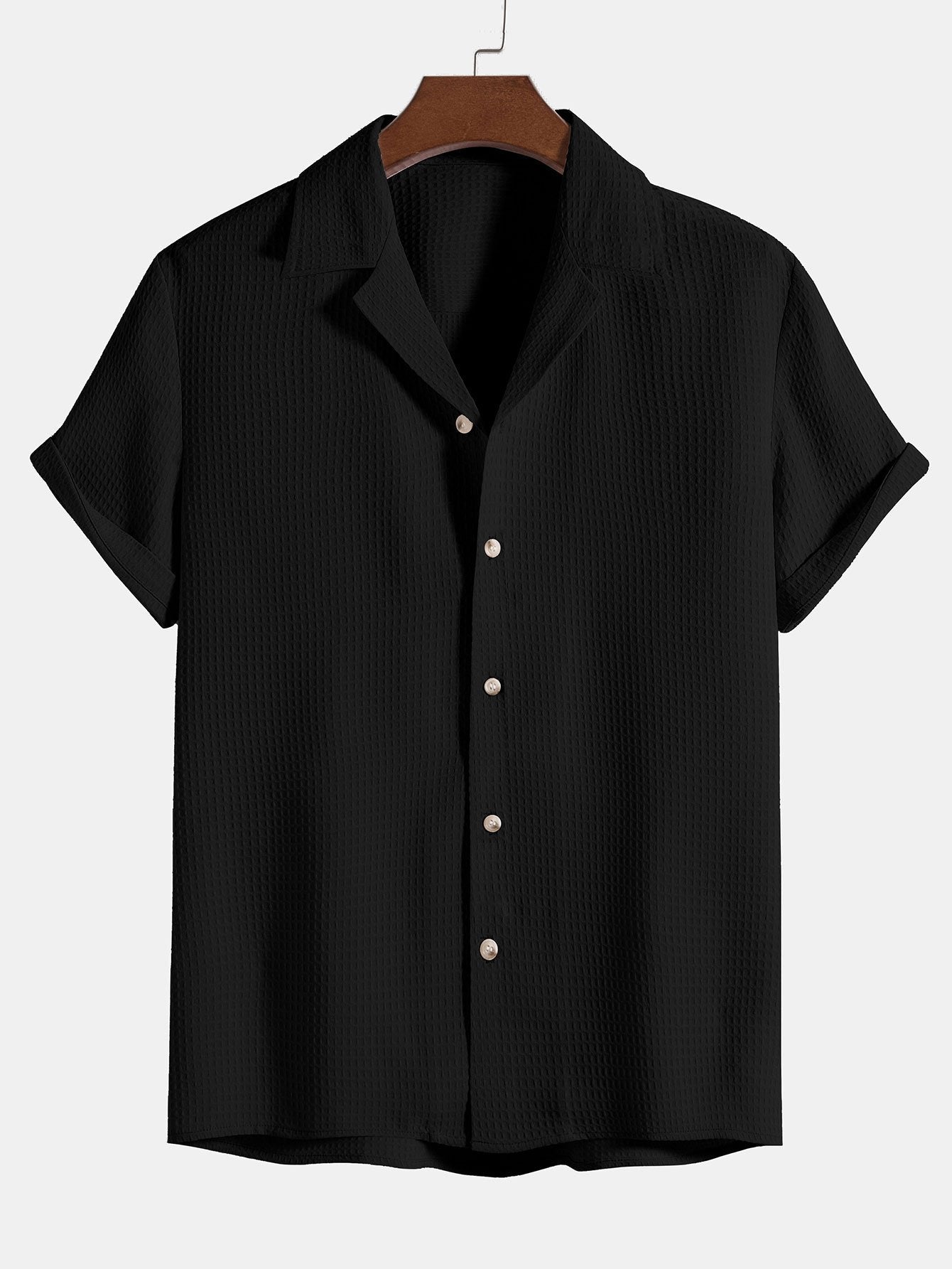 Wafel Revere kraag shirt & shorts