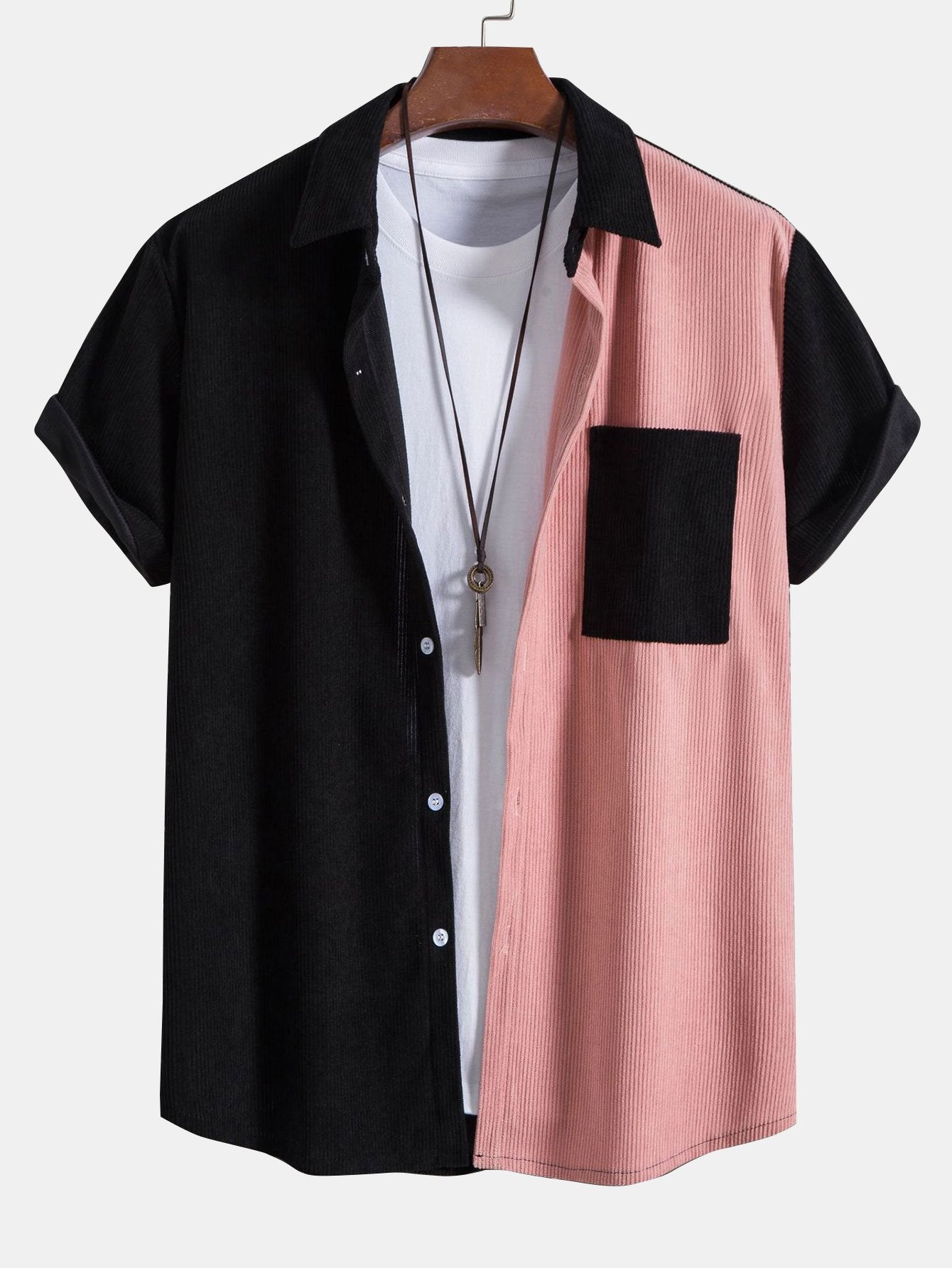 Tweekleurig Corduroy Shirt & Corduroy Korte Broek