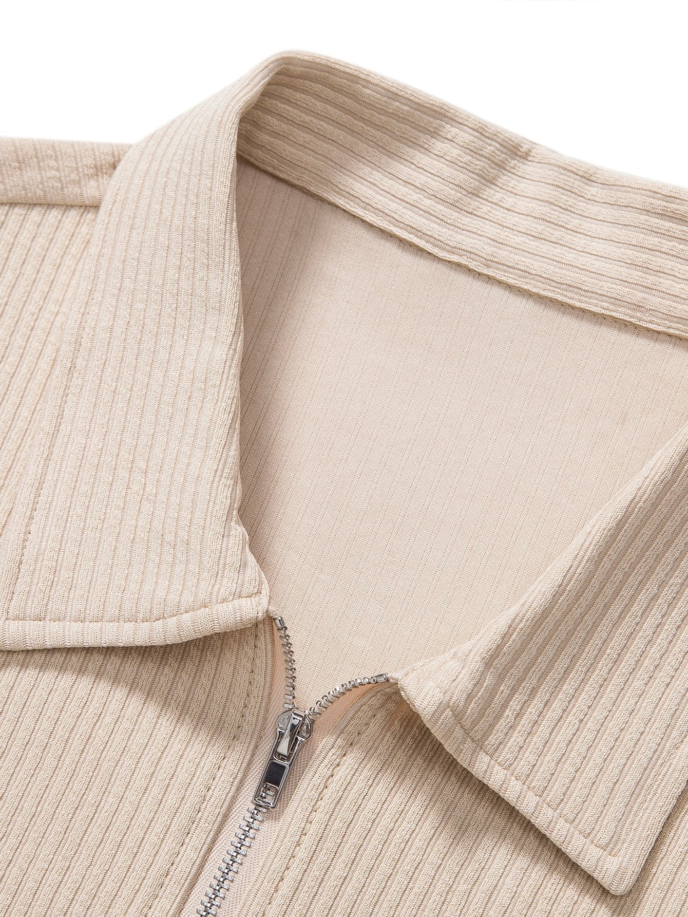 Gebreide geribde Zip Polo & Korte Broek