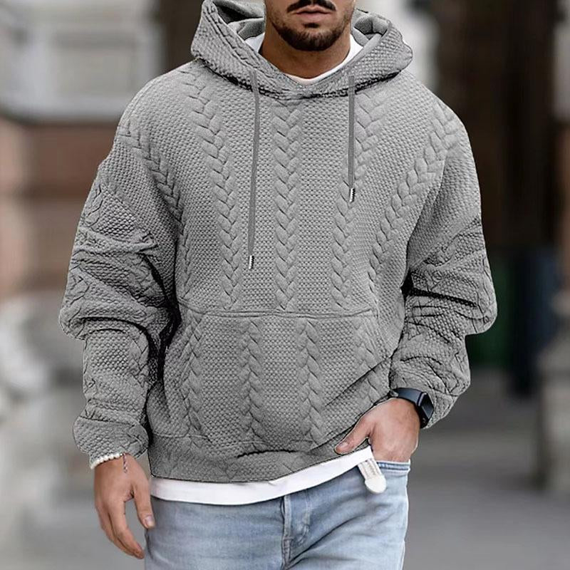 Ontspannen herenhoodie met lange mouwen en kangoeroezak