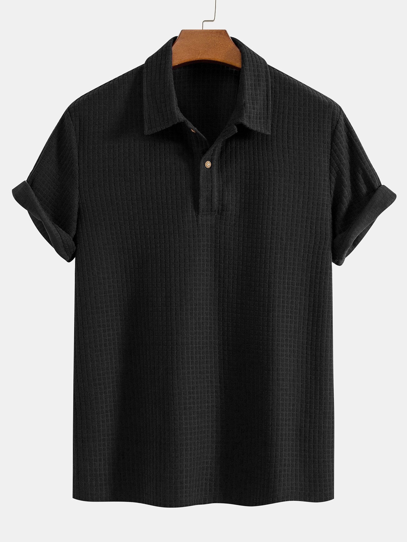 Wafel Jacquard Terry Poloshirt