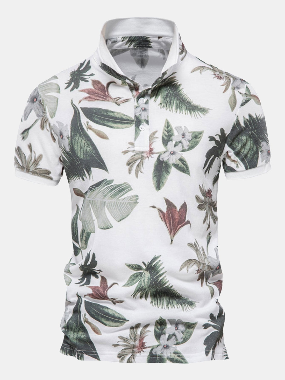 Poloshirt met tropische print