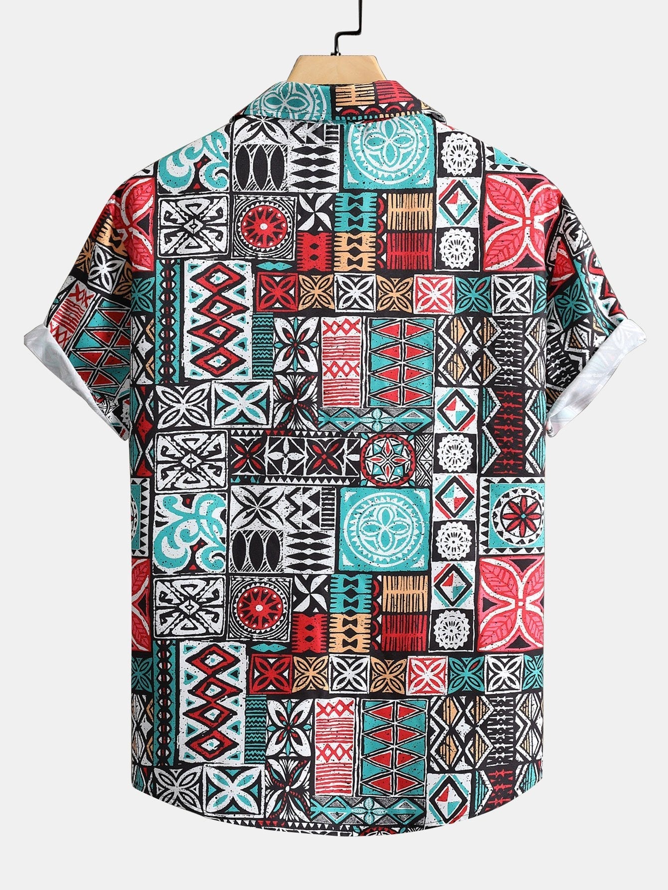 Tegel Patchwork Print Button Up Shirt