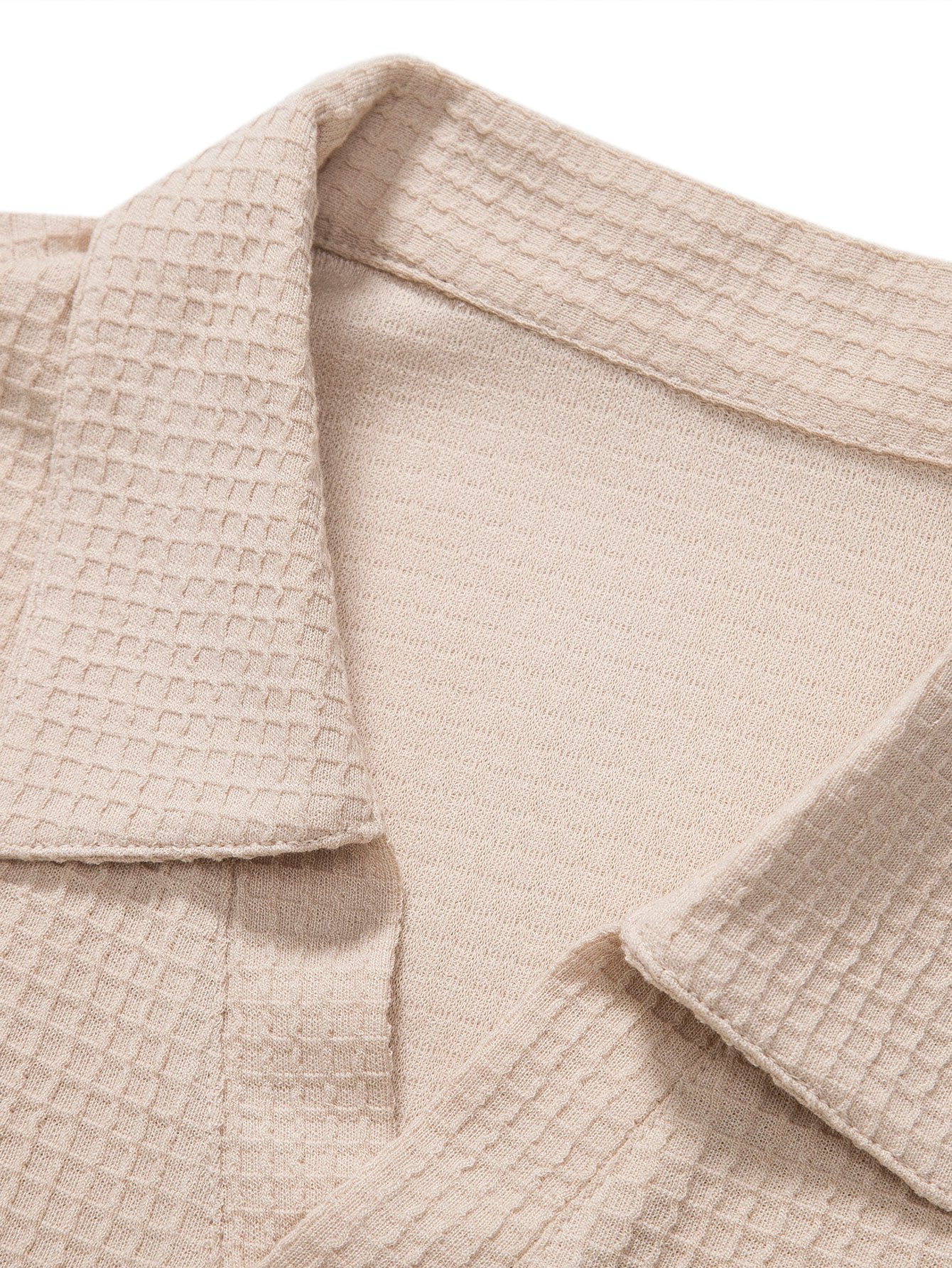 Gebreid Wafel V Hals Poloshirt