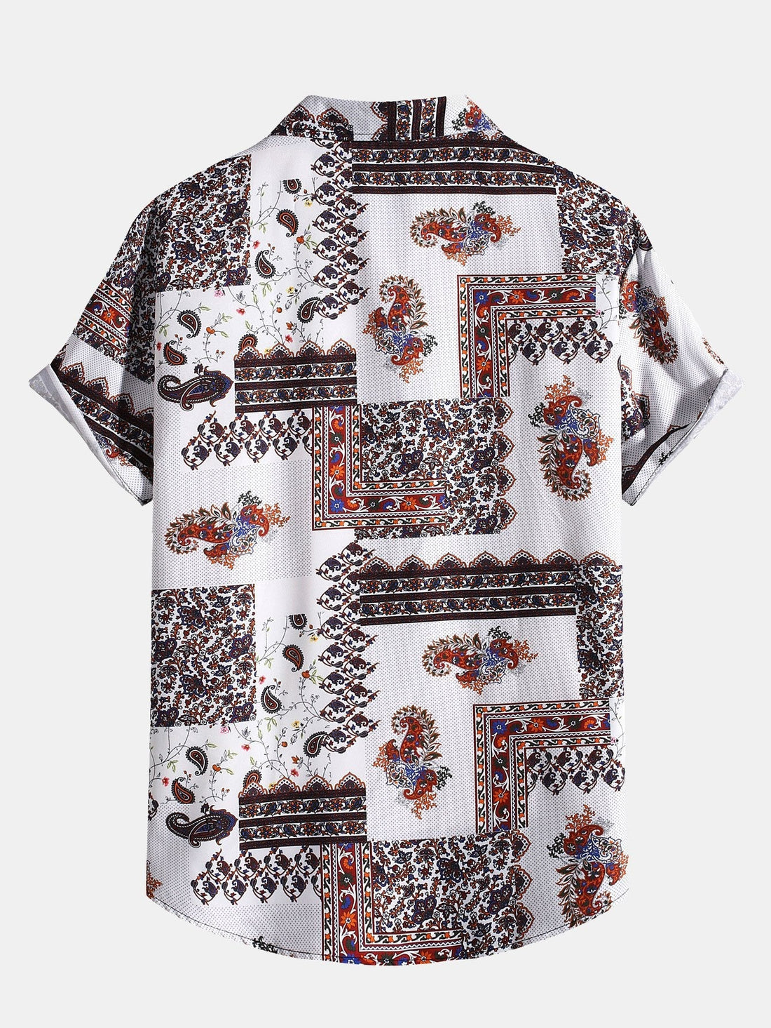 Paisley knoopsoverhemd met patchworkprint