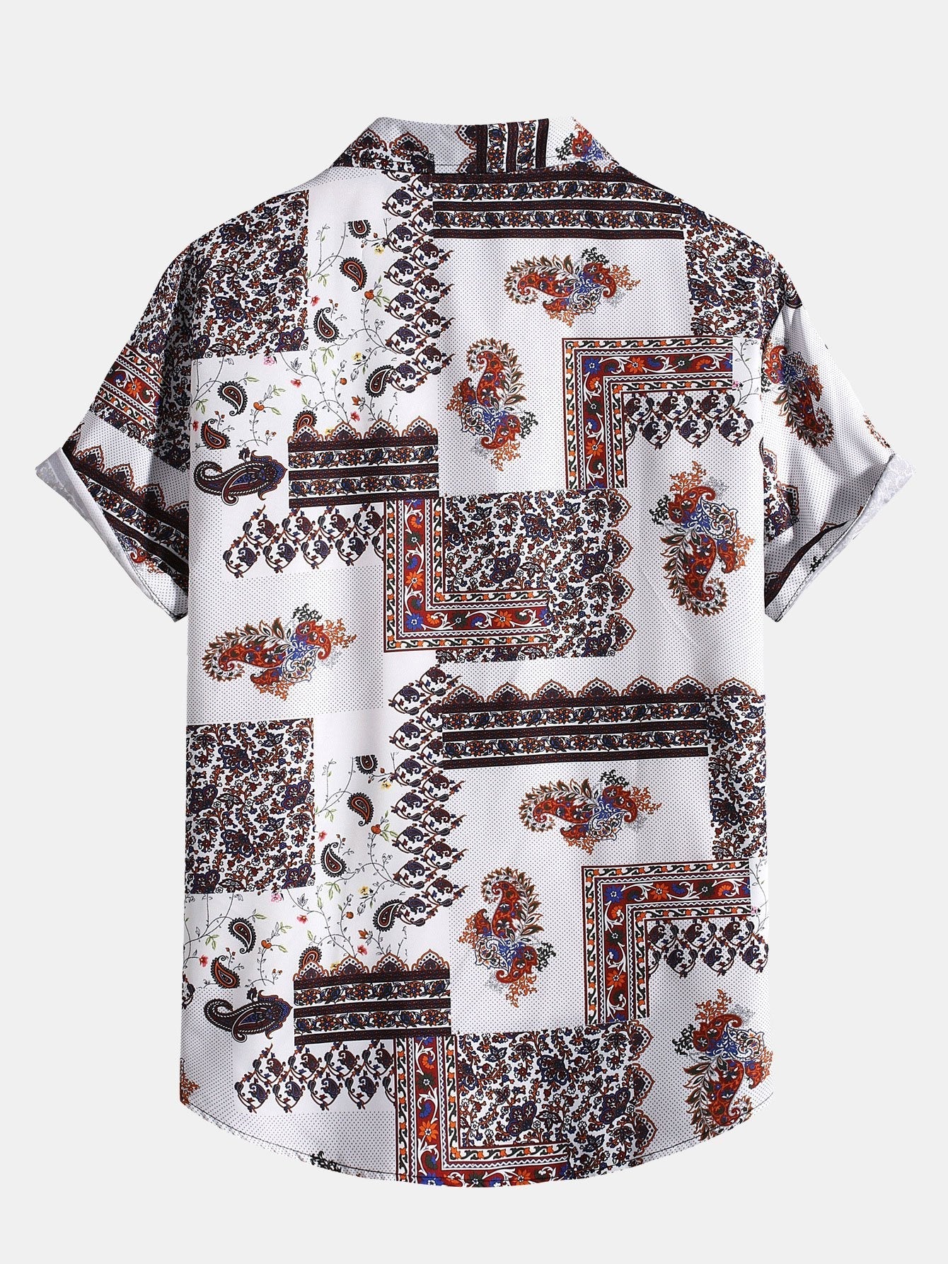Paisley knoopsoverhemd met patchworkprint