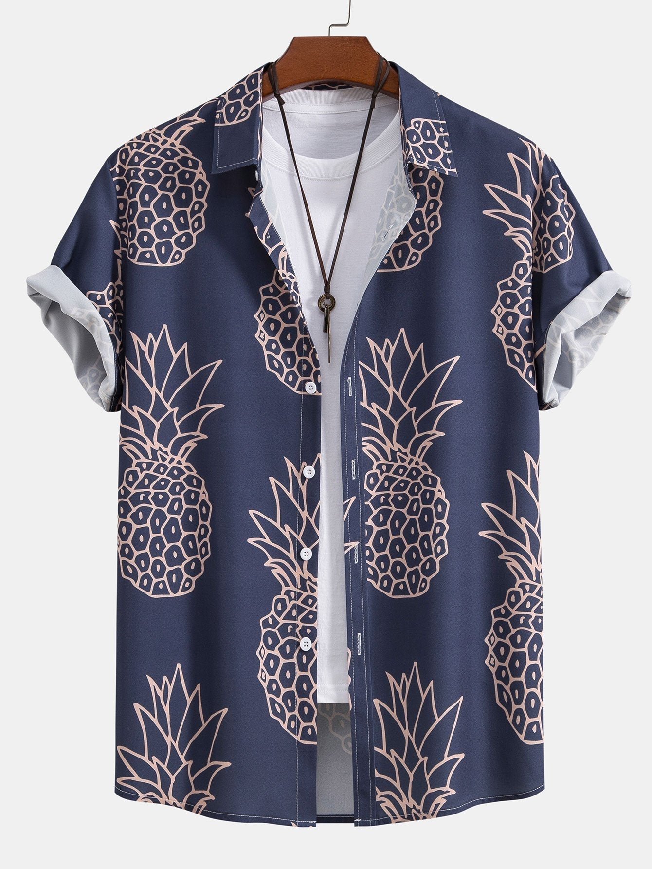 Knoopshirt met ananasopdruk