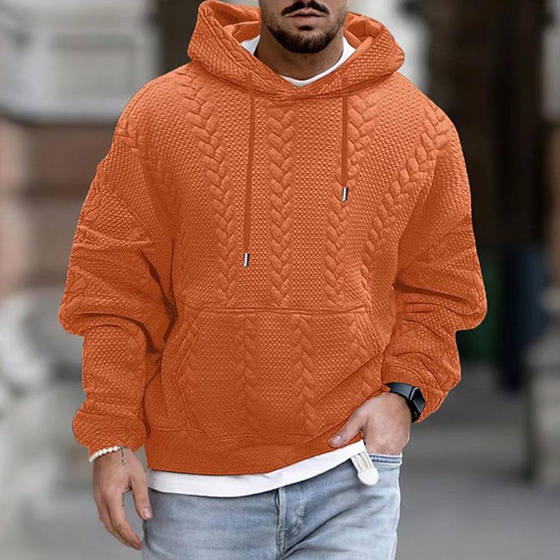 Ontspannen herenhoodie met lange mouwen en kangoeroezak