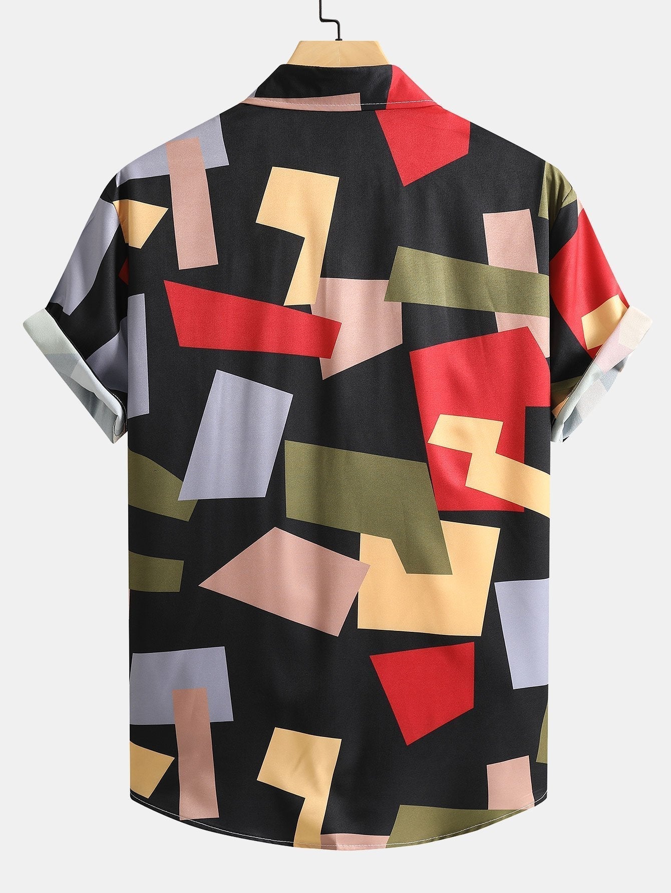 Geometrie Kleurblok Print Button Up Shirt & Zwemshort