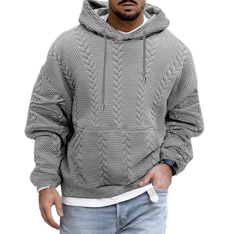 Ontspannen herenhoodie met lange mouwen en kangoeroezak
