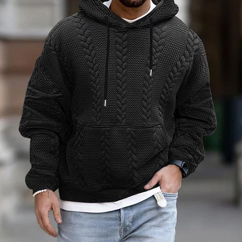 Ontspannen herenhoodie met lange mouwen en kangoeroezak