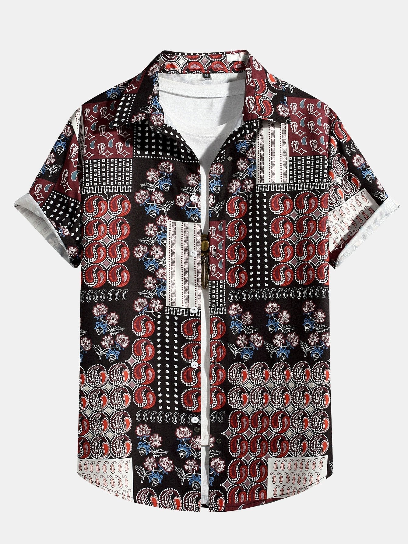 Paisley bloemen patchwork shirt